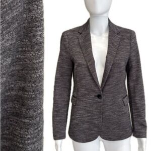 ZARA Basic Knit Blazer Womens Size M Classic Marled Black Tailored Single Button